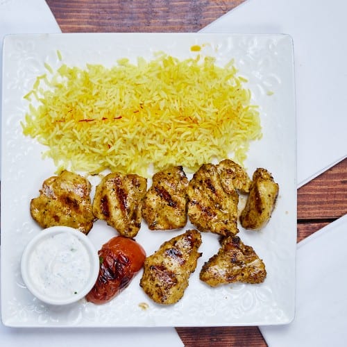Chicken Kabob Platter.