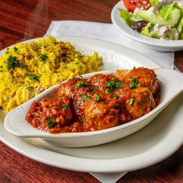 Mediterranean Meatball Platter.
